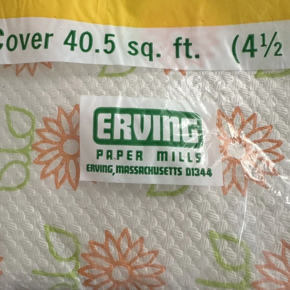 ERVING HOMESPUN TABLECLOTH FLOWERS texture paper 2 ply‎ 54x108 NOS Vintage